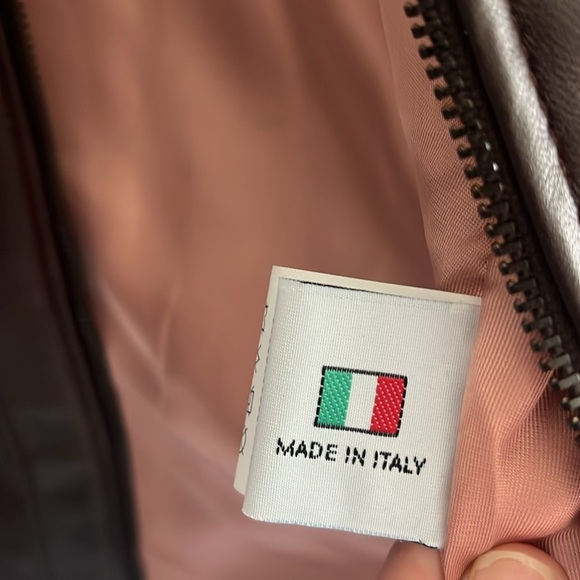 Italian Brown Leather Zip Up Jacket Made by CURGÈ Woman size Large or EU 46 NWT - Picture 7 of 9